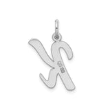 Sterling Silver Letter K Pendant Charm, Script Initial with Polished Finish for Women or Unisex