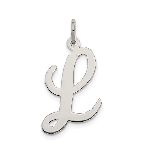 Sterling Silver Script Letter L Pendant, Cursive Initial Charm for Women or Unisex Wear