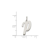 Sterling Silver Letter P Pendant Charm, Lowercase Script Initial Jewelry