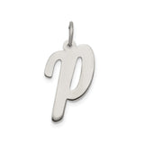 Sterling Silver Letter P Pendant Charm, Lowercase Script Initial Jewelry