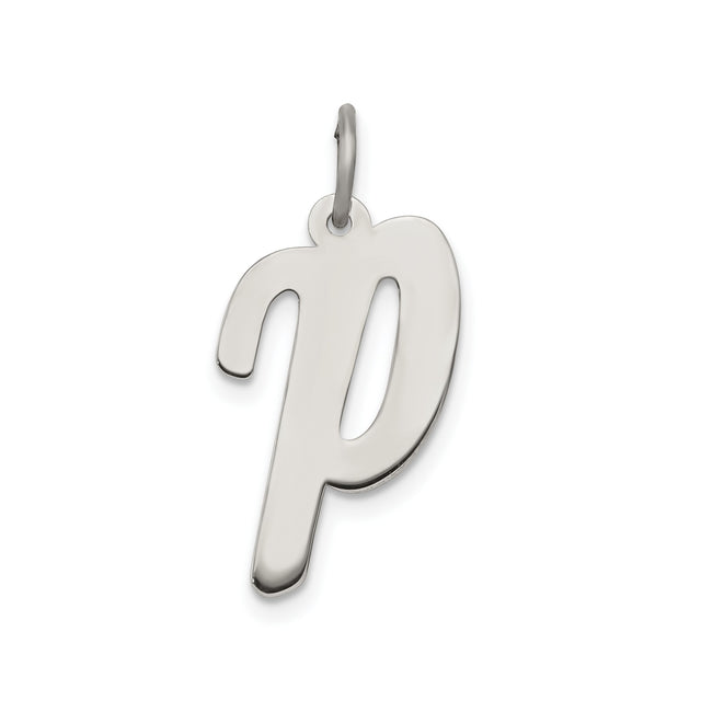 Sterling Silver Letter P Pendant Charm, Lowercase Script Initial Jewelry
