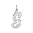 Sterling Silver Initial S Charm Pendant, Script Letter Monogram Design