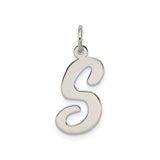 Sterling Silver Initial S Charm Pendant, Script Letter Monogram Design