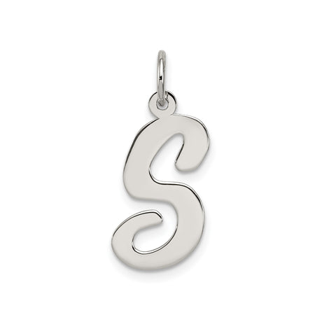 Sterling Silver Initial S Charm Pendant, Script Letter Monogram Design