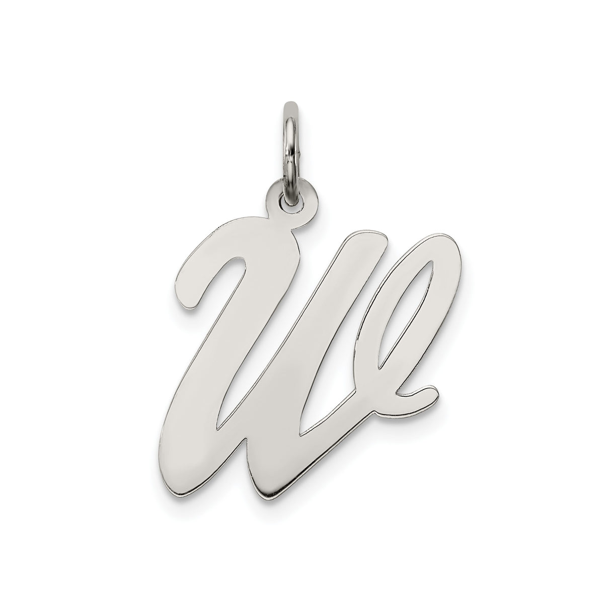 Sterling Silver Script W Pendant with Flowing Cursive Design, Romantic Initial Jewelry for Women
