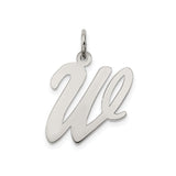 Sterling Silver Script W Pendant with Flowing Cursive Design, Romantic Initial Jewelry for Women