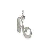 Sterling Silver Script Letter A Pendant Charm, Polished Cursive Initial Monogram Jewelry