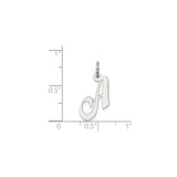 Sterling Silver Script Letter A Pendant Charm, Polished Cursive Initial Monogram Jewelry