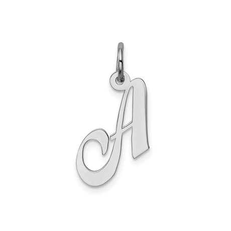 Sterling Silver Script Letter A Pendant Charm, Polished Cursive Initial Monogram Jewelry
