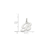 Sterling Silver Letter B Pendant, Script Initial Charm with Monogram Design for Women