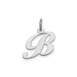 Sterling Silver Letter B Pendant, Script Initial Charm with Monogram Design for Women