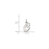 Sterling Silver Script Initial C Pendant, Cursive Letter Monogram Charm Jewelry for Women