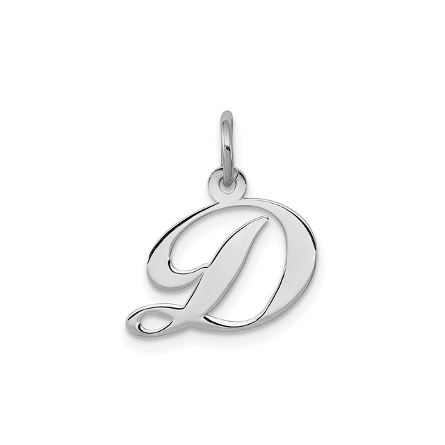 Sterling Silver Script Initial D Pendant, Polished Cursive Letter Charm for Women