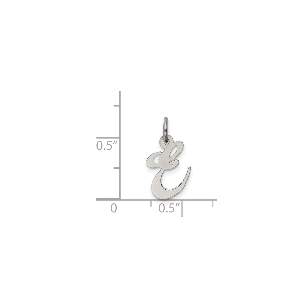 Sterling Silver Script Initial Pendant Charm with Cursive Letter E for Women