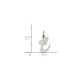 Sterling Silver Script Initial Pendant Charm with Cursive Letter E for Women