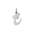 Sterling Silver Script Initial Pendant Charm with Cursive Letter E for Women