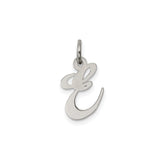Sterling Silver Script Initial Pendant Charm with Cursive Letter E for Women