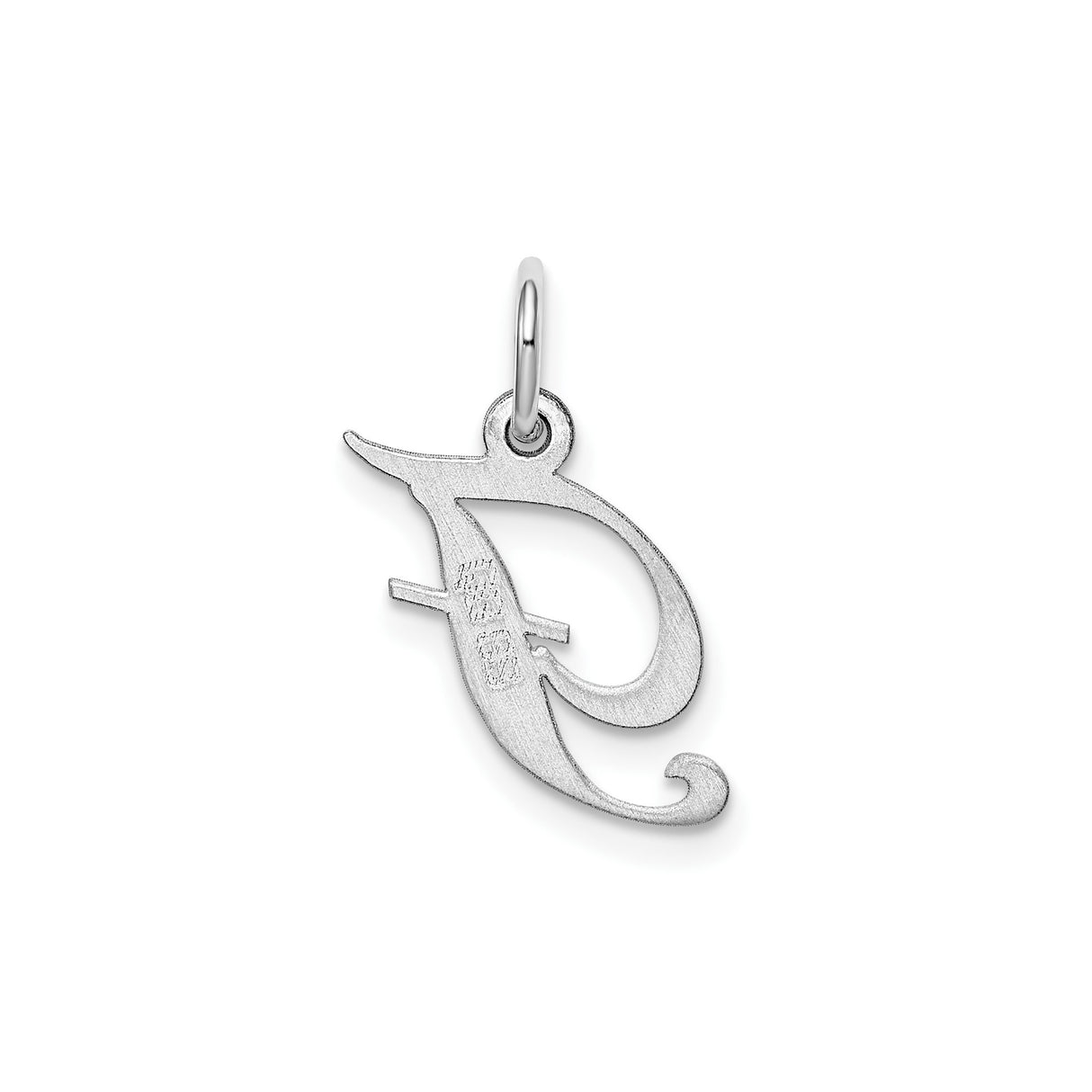 Sterling Silver Initial J Pendant Charm, Polished Script Letter Monogram Jewelry