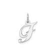 Sterling Silver Initial J Pendant Charm, Polished Script Letter Monogram Jewelry