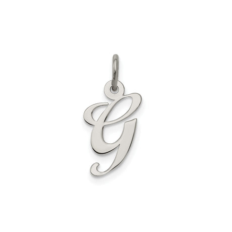 Sterling Silver Initial G Pendant Charm, Script Letter Monogram Design for Women or Unisex Wear