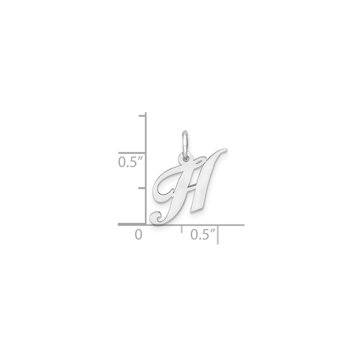 Sterling Silver Initial H Pendant, Polished Script Letter Charm, Minimalist Monogram Jewelry