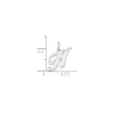 Sterling Silver Initial H Pendant, Polished Script Letter Charm, Minimalist Monogram Jewelry