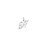 Sterling Silver Initial H Pendant, Polished Script Letter Charm, Minimalist Monogram Jewelry
