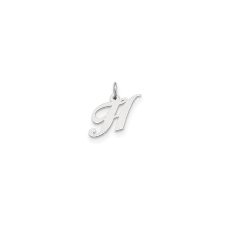 Sterling Silver Initial H Pendant, Polished Script Letter Charm, Minimalist Monogram Jewelry