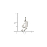 Sterling Silver Initial J Pendant, Cursive Script Alphabet Charm for Women