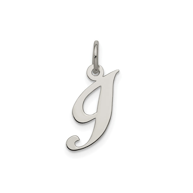 Sterling Silver Initial J Pendant, Cursive Script Alphabet Charm for Women