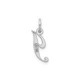 Sterling Silver Initial J Pendant Charm, Cursive Script Letter Monogram Jewelry