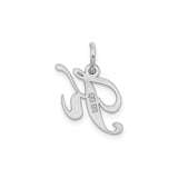 Sterling Silver Initial K Pendant, Script Letter Charm with Feminine Design for Women