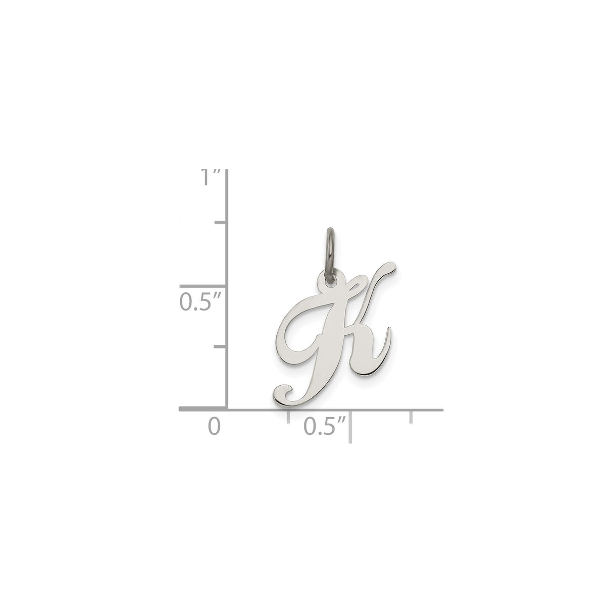 Sterling Silver Initial K Pendant, Script Letter Charm with Feminine Design for Women