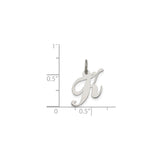 Sterling Silver Initial K Pendant, Script Letter Charm with Feminine Design for Women