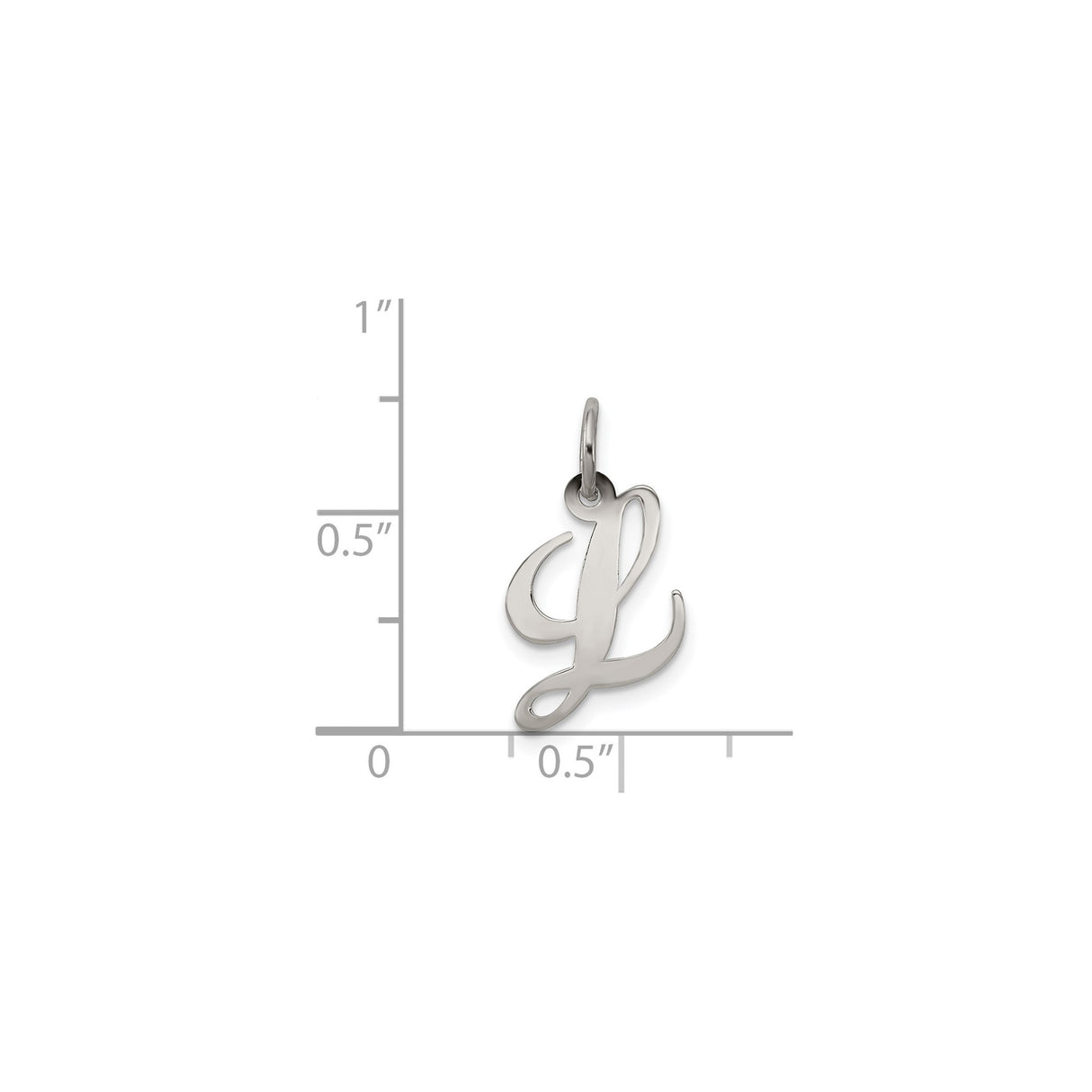 Sterling Silver Script Initial L Pendant Charm, Polished Alphabet Jewelry for Women or Unisex Wear