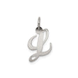 Sterling Silver Script Initial L Pendant Charm, Polished Alphabet Jewelry for Women or Unisex Wear