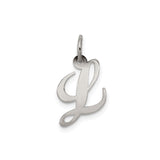 Sterling Silver Script Initial L Pendant Charm, Polished Alphabet Jewelry for Women or Unisex Wear