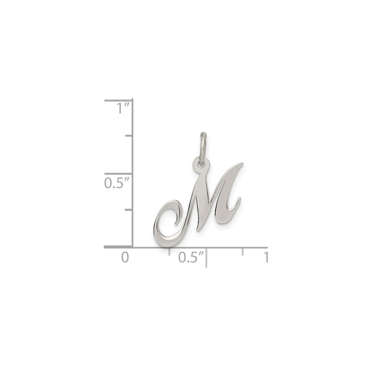 Sterling Silver Initial M Pendant, Script Letter Monogram Charm for Women
