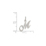 Sterling Silver Initial M Pendant, Script Letter Monogram Charm for Women