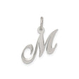 Sterling Silver Initial M Pendant, Script Letter Monogram Charm for Women