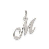 Sterling Silver Initial M Pendant, Script Letter Monogram Charm for Women