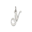 Sterling Silver Initial V Pendant, Script Letter Charm, Dainty Monogram Jewelry for Women
