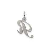 Sterling Silver Initial R Pendant, Script Letter Charm, Cursive Monogram Jewelry