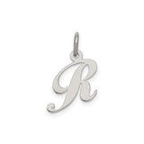 Sterling Silver Initial R Pendant, Script Letter Charm, Cursive Monogram Jewelry