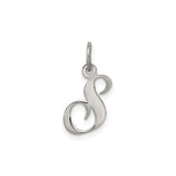 Sterling Silver Initial S Pendant Charm, Cursive Letter Monogram Jewelry for Women