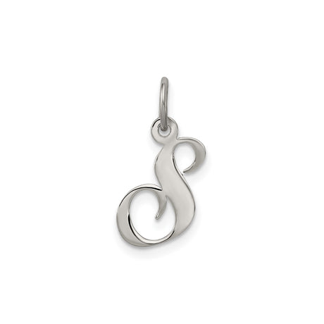 Sterling Silver Initial S Pendant Charm, Cursive Letter Monogram Jewelry for Women