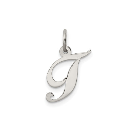 Sterling Silver Script Initial J Pendant Charm, Cursive Alphabet Monogram Jewelry for Women