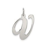 Sterling Silver Letter W Pendant Charm, Script Initial Monogram Jewelry for Women or Unisex