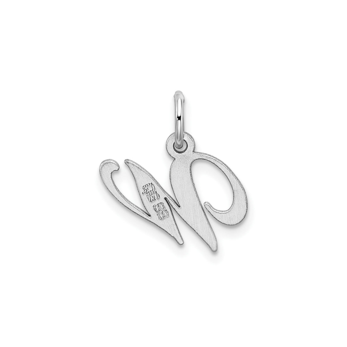 Sterling Silver Initial W Pendant, Polished Script Letter Charm for Women