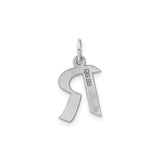 Sterling Silver Initial R Pendant Charm, Bold Block Letter Design for Women or Unisex Wear